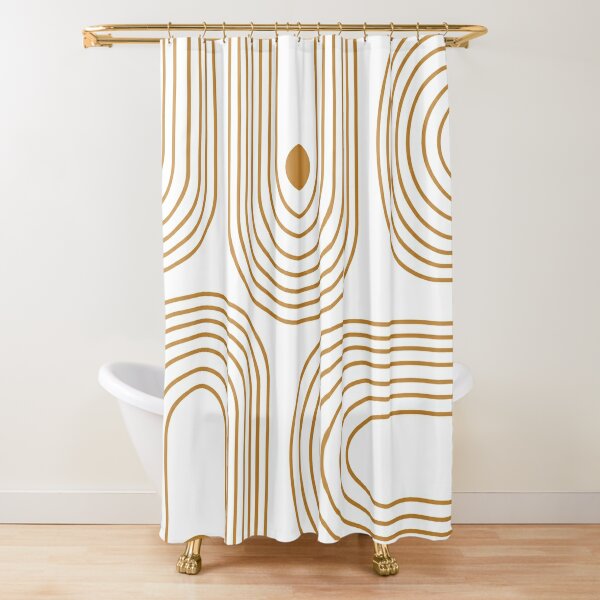Circles and Curved Lines in Goldenrod Shower Curtain