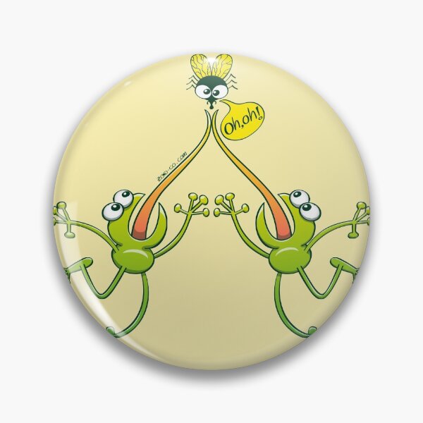 Item preview, Two green frogs stuck their tongues when trying to hunt the same fly designed and sold by Zoo-co.