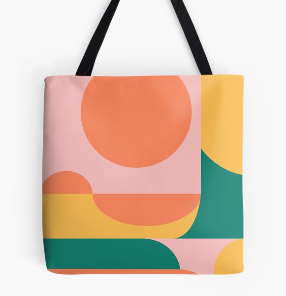 Shape and Color Study in Orange, Pink, Green, and Yellow Tote
