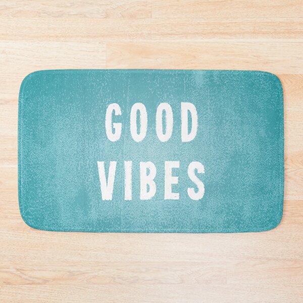 Item preview, Beachy Aqua Blue-Green and White Distressed Print Effect Good Vibes designed and sold by itsjensworld.