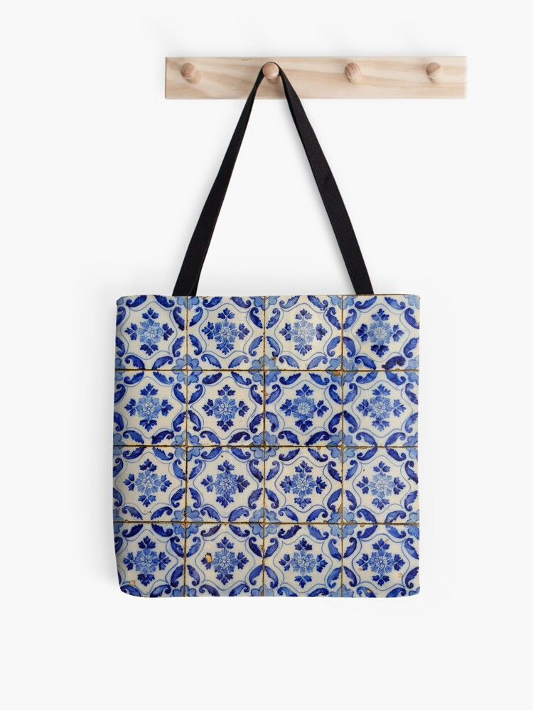 Portuguese tiles. Blue flowers and trellis | Tote Bag