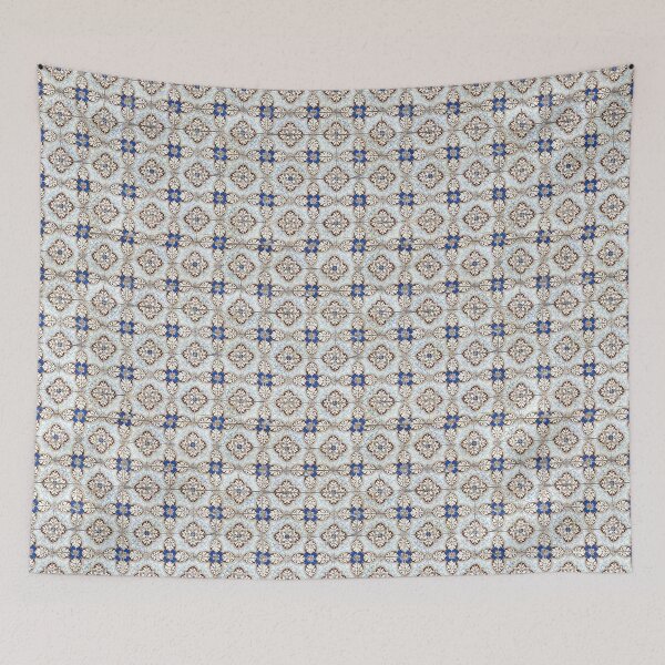 Item preview, Portuguese tiles. Kaleidoscopic blue and brown pattern designed and sold by Julie Dawn Fox.