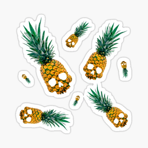 Skullpineapple white pattern Pegatina