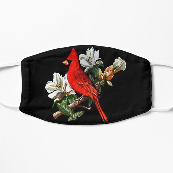 Cardinal Perch On A Branch Flat Mask