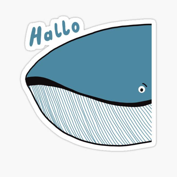 Blau Wal Motiv mit Hallo Kindermotiv Sticker