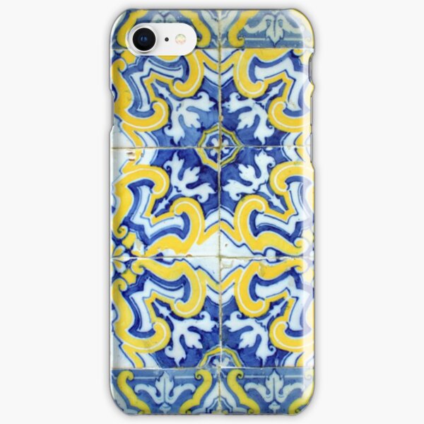 Portuguese azulejos with exploding yellow flowers iPhone Snap Case
