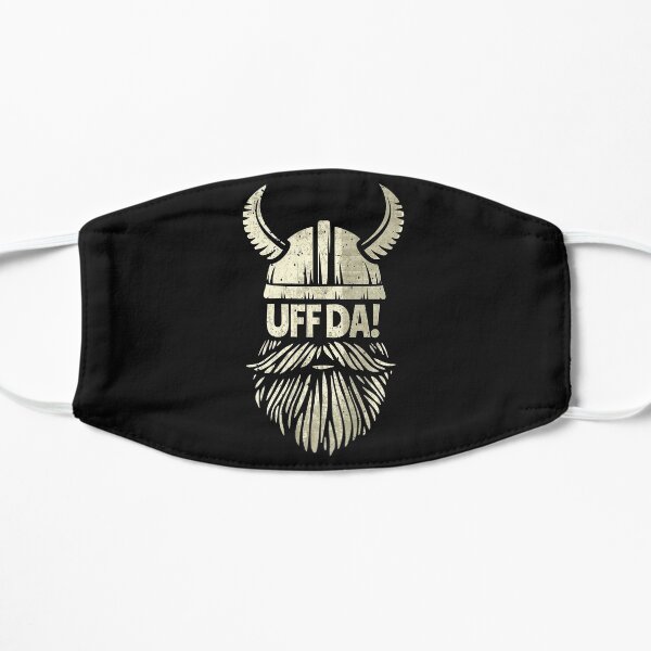 Uff Da Viking Helmet Funny Beard Scandinavian Mythology Popular Norwegian Phrase Flat Mask