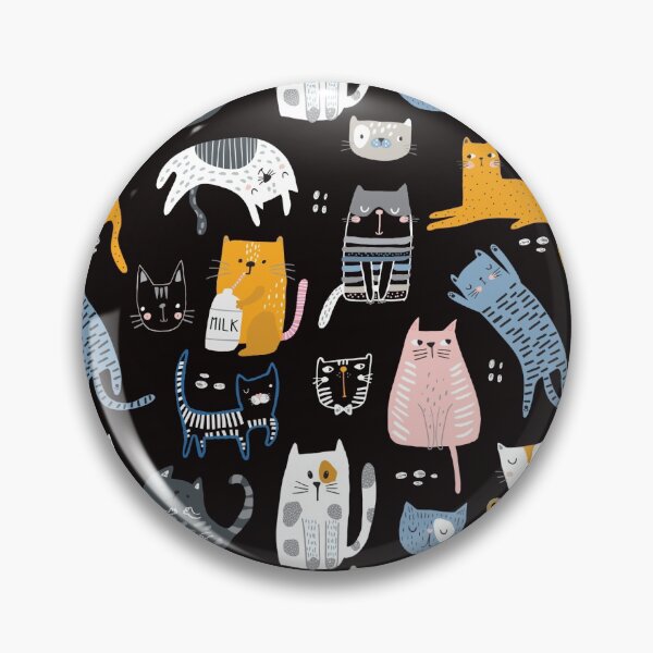 Item preview, Cute Funny Cat Pattern on Black Background designed and sold by AugustDesign.