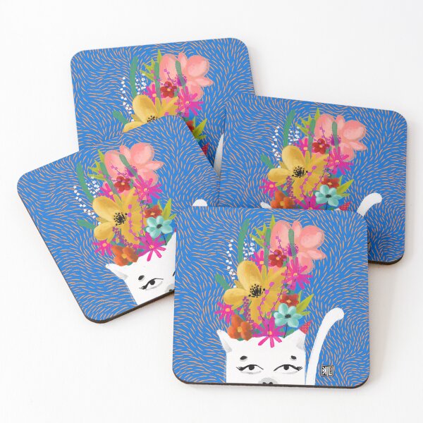 Item preview, Cat flowerpot in blue designed and sold by Kathy Lecocq.