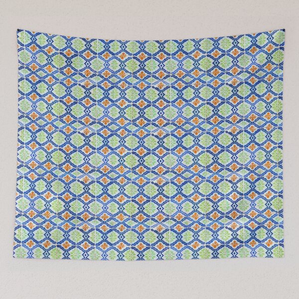 Item preview, Blue, green, orange and white antique Lisbon tiles designed and sold by Julie Dawn Fox.