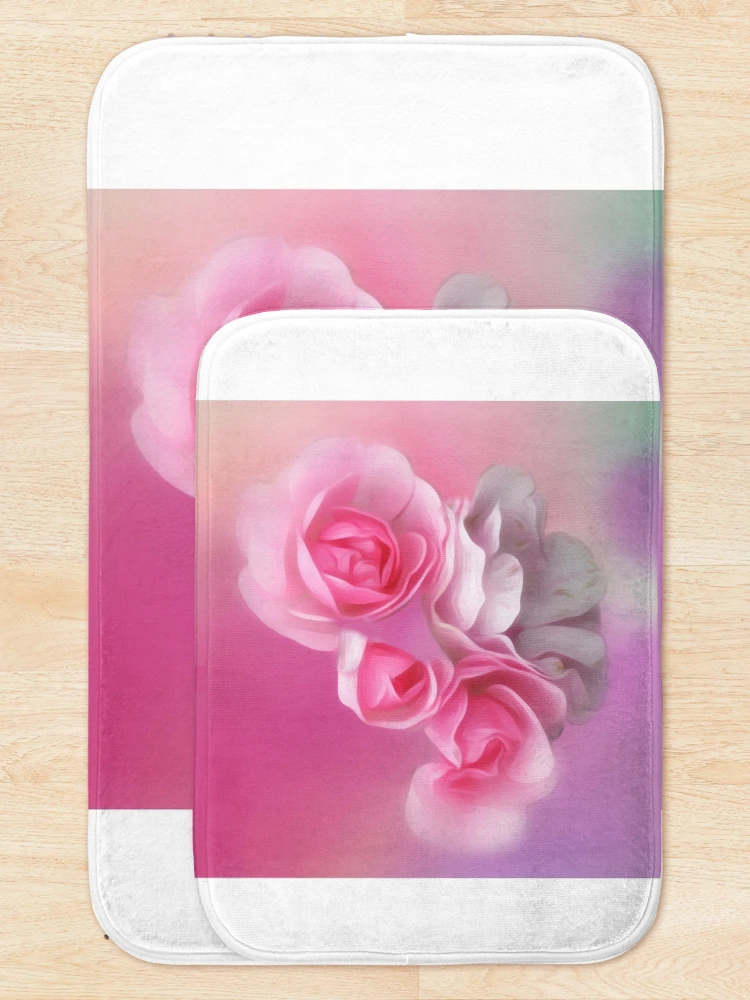 Thumbnail 5 of 6, Bath Mat, Pink Roses designed and sold by BerylBez.