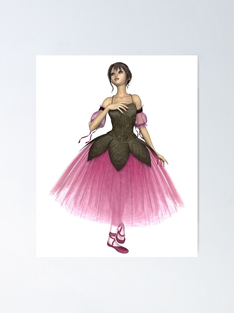 Pink Flower Ballerina in Romantic Poster by algoldesigns | Redbubble