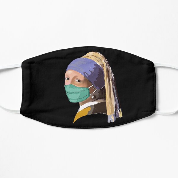 Mädchen mit dem Mundschutz - Corona Motiv Flache Maske