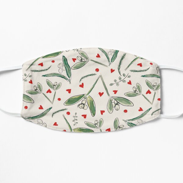 Mistletoe Mischief: Hearts and Berries Whimsical Christmas/Winter Design Flat Mask