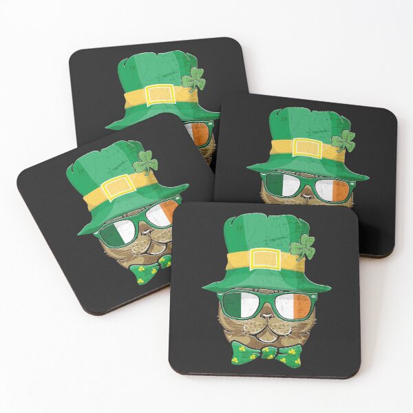 Item preview, Saint Catricks funny Cat Leprechaun St Patricks's Day Ireland flag sunglasses and green bow tai  designed and sold by alenaz.