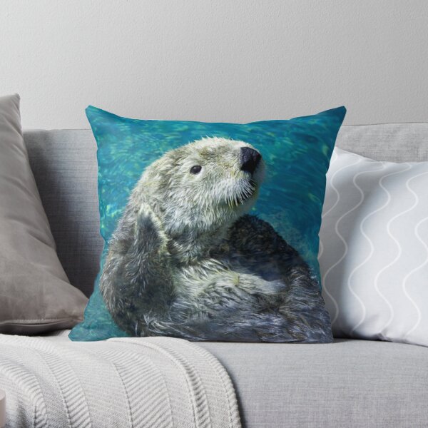 18x18 Multicolor Animals Lover Sea Otter Smart Wild Creature Pocket Spirit Strong Wild Animal Otters Design Throw Pillow 