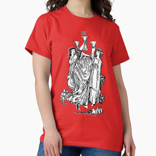 Vista previa del artículo con la obra «Carta del Tarot: 3 de Copas | Tres de Copas | blanco y negro |», diseñado y vendido por tarotcarddesign.