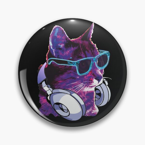 Item preview, Cat Dj Rainbow kitten wearing Headphones funny techno music lover gift designed and sold by alenaz.