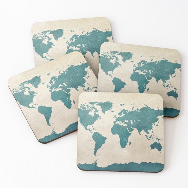 Aperçu de l'œuvre World Map Teal créée et vendue par ArtPrints.