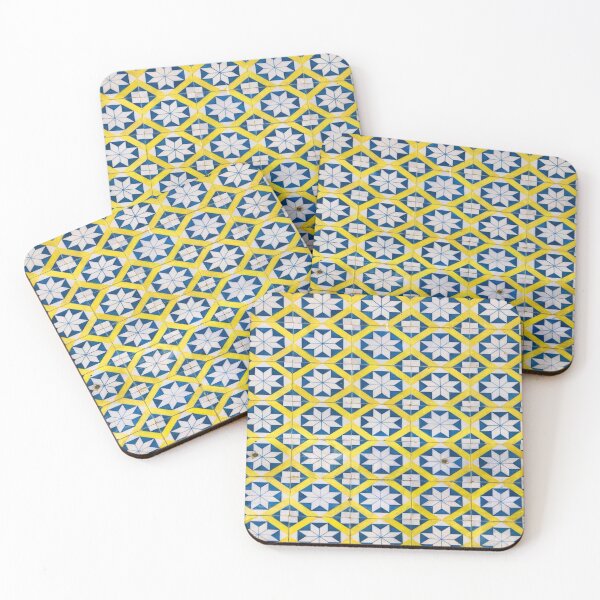 Item preview, Tile Mosaic Flower Pattern Yellow Blue designed and sold by mwagie.