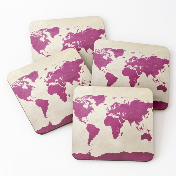 Item preview, World Map Hot Pink designed and sold by ArtPrints.