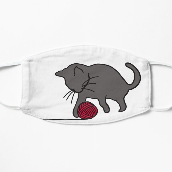 kleine, mit Wolle spielende Katze Flache Maske