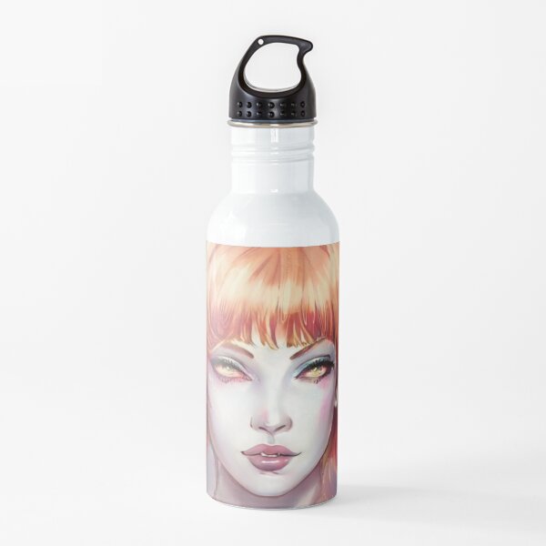Red hair green eyes witch artbreeder portrait Water Bottle