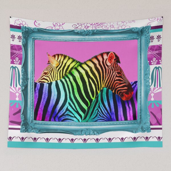 Artikelvorschau, Regenbogen Zebras in Rahmen entworfen und verkauft von Move-Art.