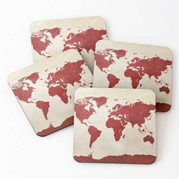 Aperçu de l'œuvre World Map Red créée et vendue par ArtPrints.