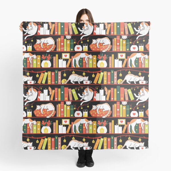 Aperçu de l'œuvre Chats de bibliothèque - version couleur automne créée et vendue par Elena Naylor.
