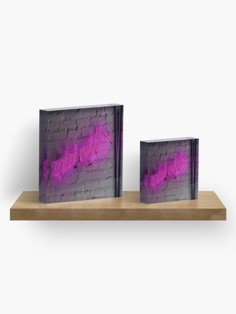 Alternate view of Stick with Me Pink Neon Sign Acrylic Block