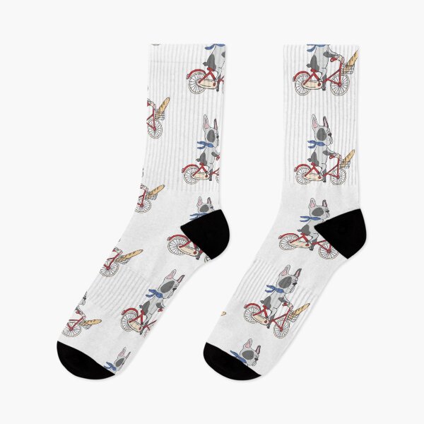 Item preview, Frenchie French bulldog riding hipster bike designed and sold by Jen-Yellow.
