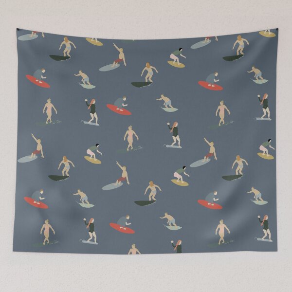 Item preview, Seven Surfers Surfing - Muted Blue designed and sold by hellocando.