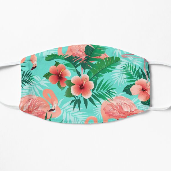 Beautiful Floral Exotic Pink Flamingos Pattern Mask