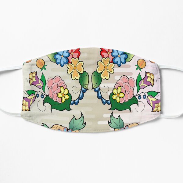 floral on birch bark Flat Mask