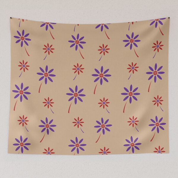 Item preview, BB Flowers Pattern Grape and Brick Red on Tan designed and sold by ByJezie.