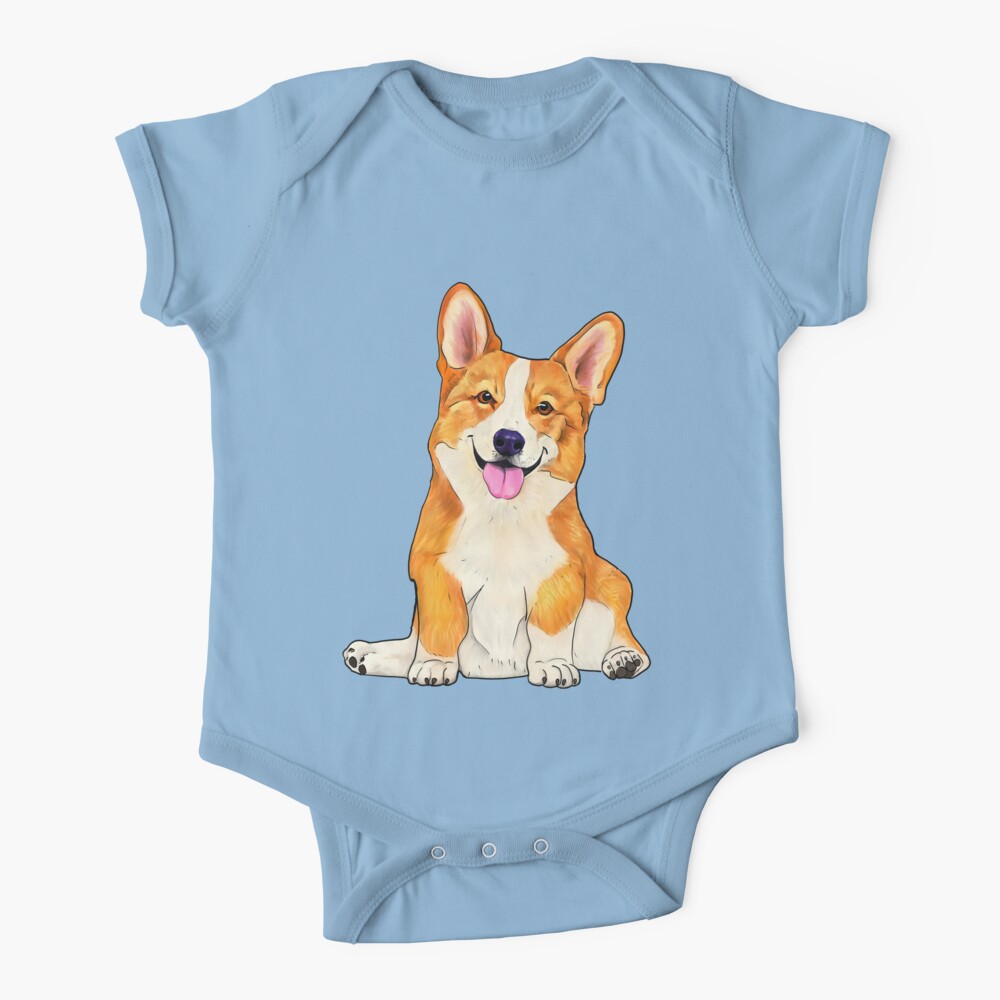 Cute Sitting Corgi Dog Baby One Piece By Mehu Redbubble