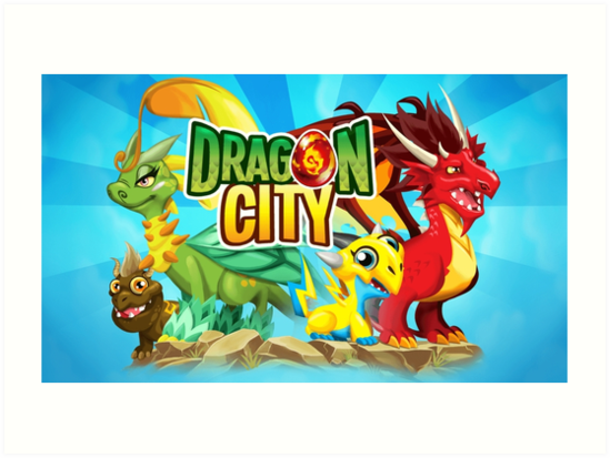 Dragon City Characters And Logo Art Print By Jshhstngs Redbubble - baby flame dragon roblox