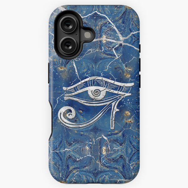 Item preview, Silver Egyptian Eye of Horus  on blue marble designed and sold by k9printart.
