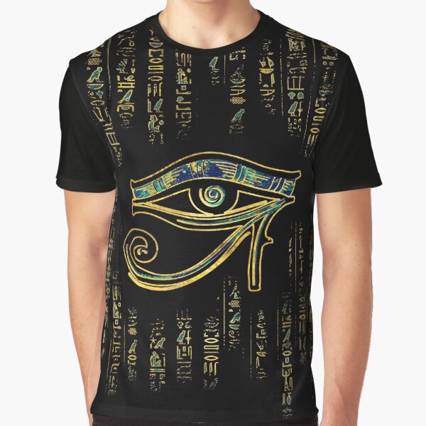 Aperçu de l'œuvre Œil d'Horus égyptien sur hiéroglyphes or et marbre créée et vendue par k9printart.