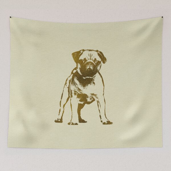 Item preview, Pug Puppy sketch on canvas with gold accents designed and sold by k9printart.
