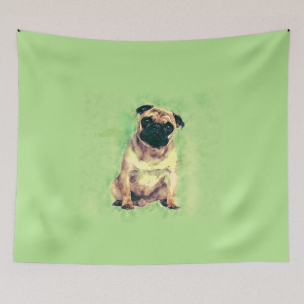 Item preview, Cute Pug dog on gentle green  designed and sold by k9printart.
