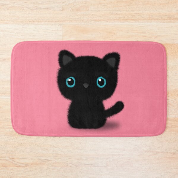 Item preview, Sweet Black kitten on pastel pink designed and sold by k9printart.