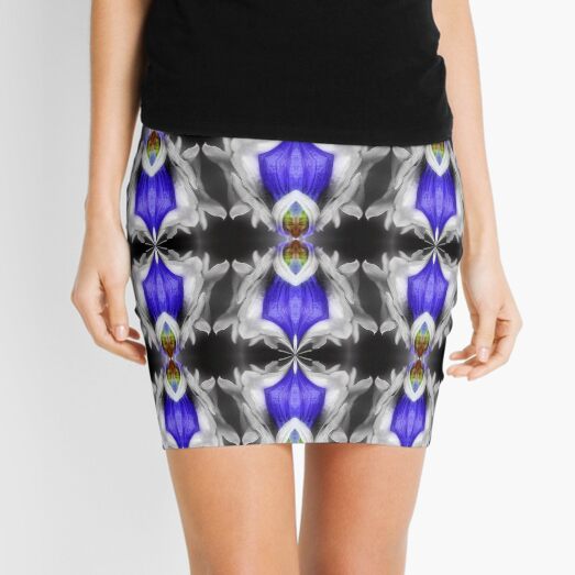 Blue Gentian Flower Abstract Art Mini Skirt