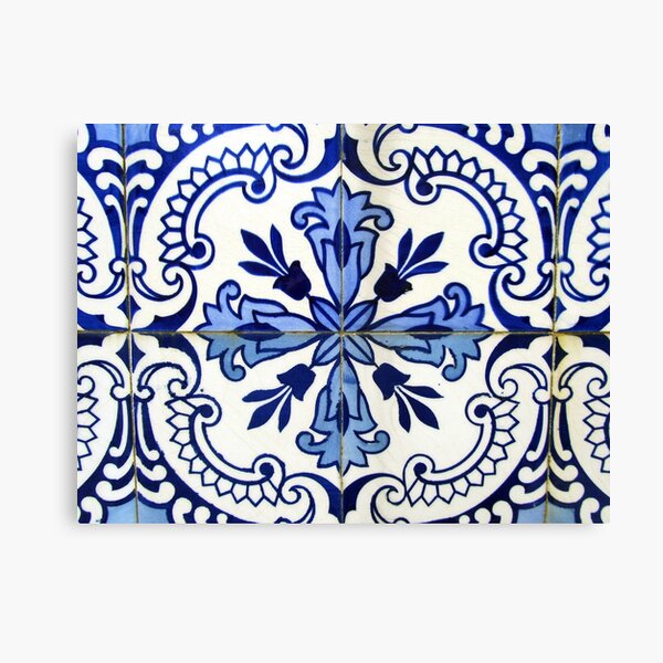 Blue and white patterned azulejos, Porto Canvas Print