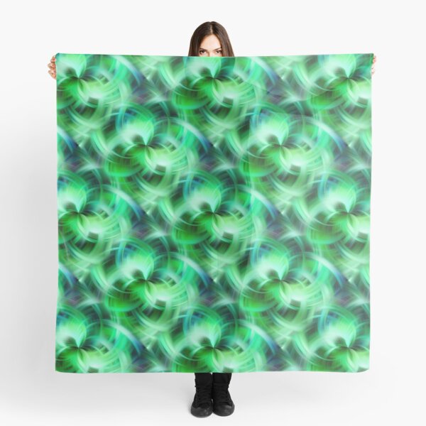 Vibrant Shades Of Green Swirls Abstract Scarf
