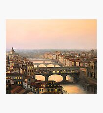 Sunset over ponte Vecchio in Florence Photographic Print