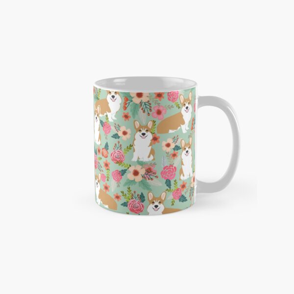Corgi Florals - vintage corgi and florals gift great for corgi lovers, corgi gift, corgi florals, corgi bedding, corgi leggings, corgi decor, cute corgi, corgi lovers gifts Classic Mug