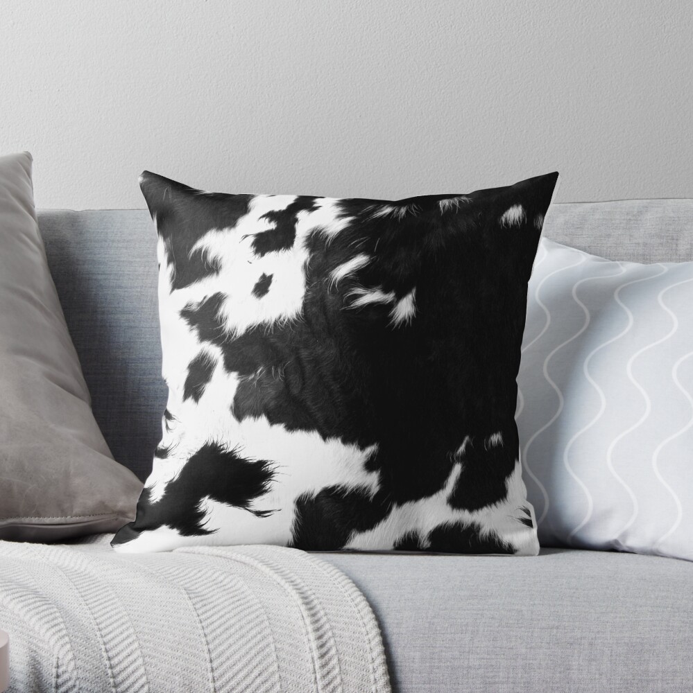 Modern Cowhide Faux Leather Throw Pillow