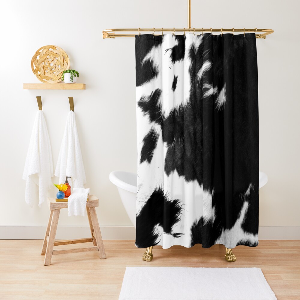 Modern Cowhide Faux Leather Shower Curtain